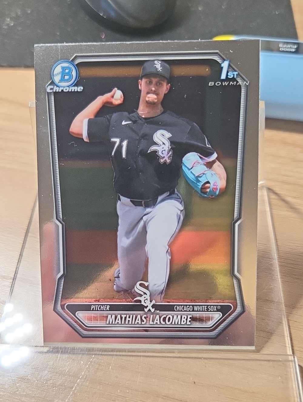 Topps Chrome Baseball Card - Black, White, Blue
